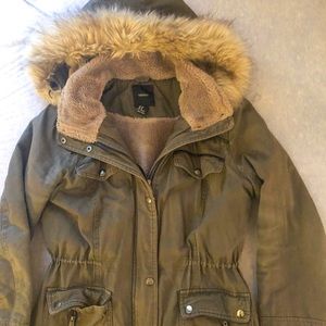 Fur lined poncho winter coat